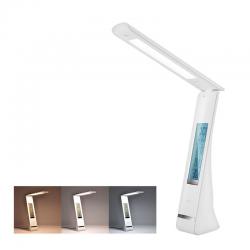 Solight LED stolní lampička nabíjecí, 5W, display, změna chromatičnosti, USB, bílá